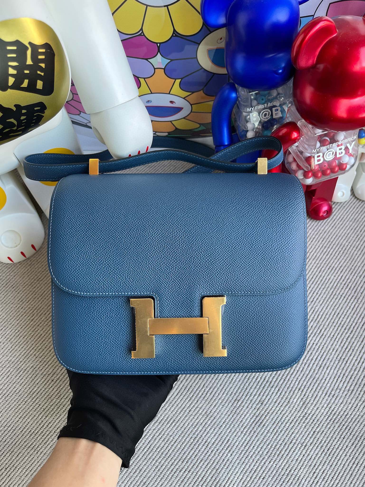 Hermes Constance 18CM Epsom HandMade S4 Deep Blue Gold Hardware