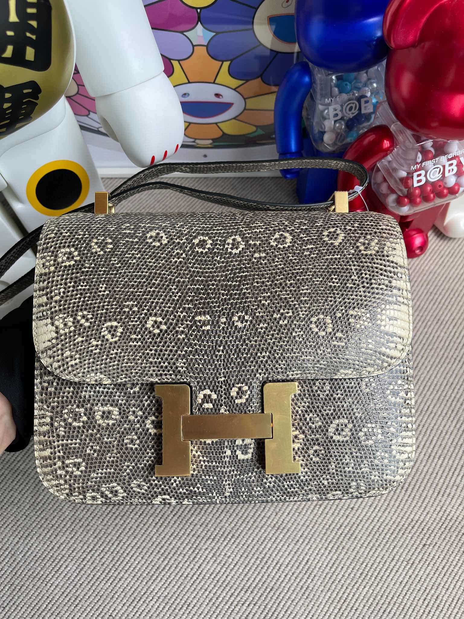 Hermes Constance 24CM Nature Lizard Skin Gold hardware
