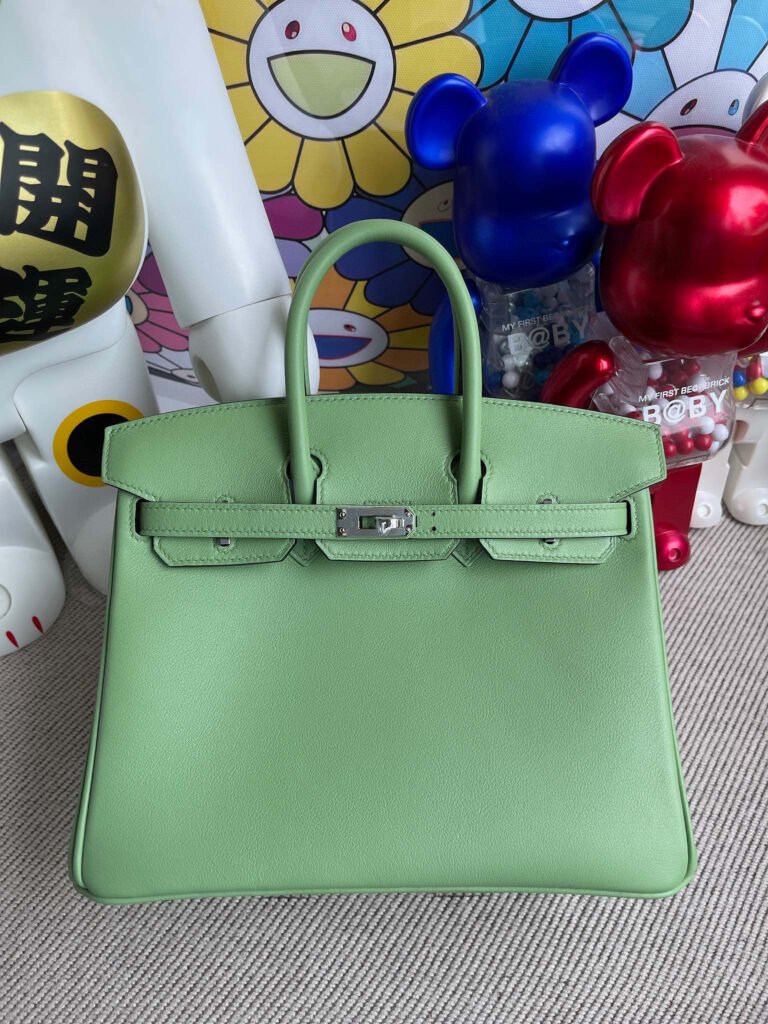 Hermes Birkin 25CM 3i Vert Criquet Silver Hardware Swift Leather