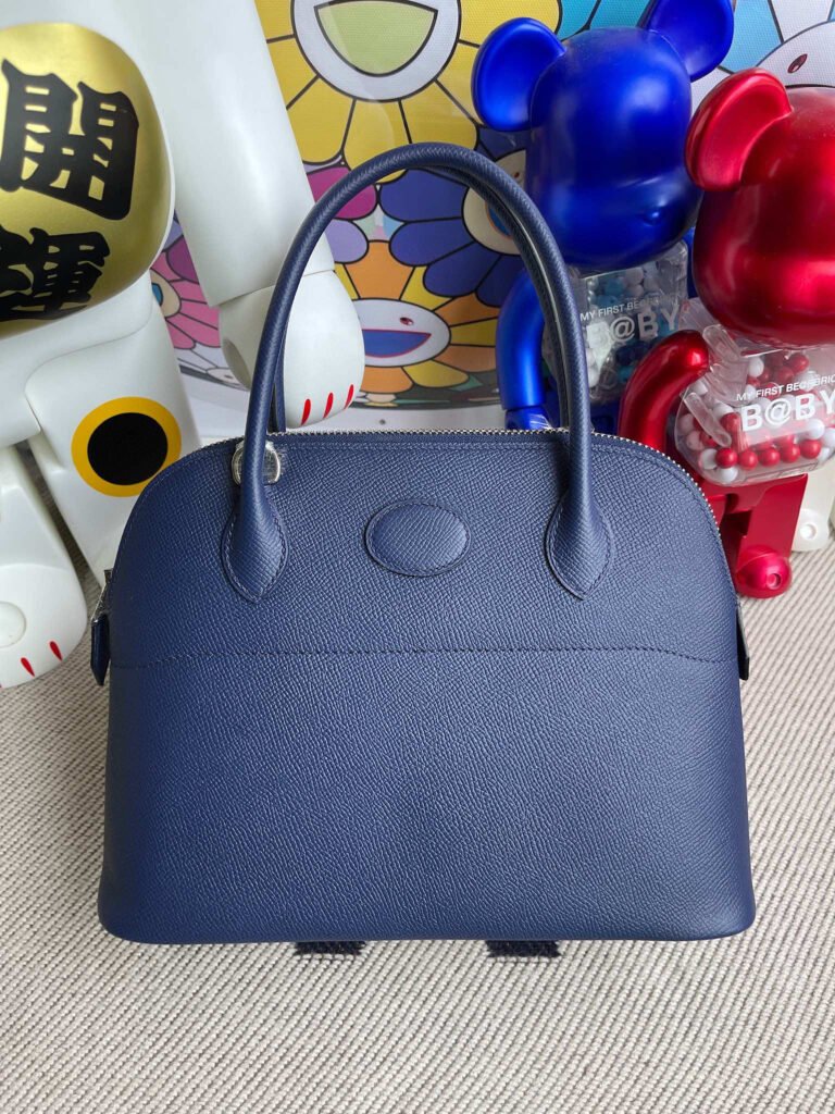 Hermes Bolide 27CM Epsom Blue Saphir Silver Top Handmade Quality