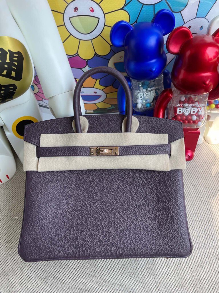 Hermes Birkin Bag 25CM Togo CK59 Raisin Rose Gold HandMade