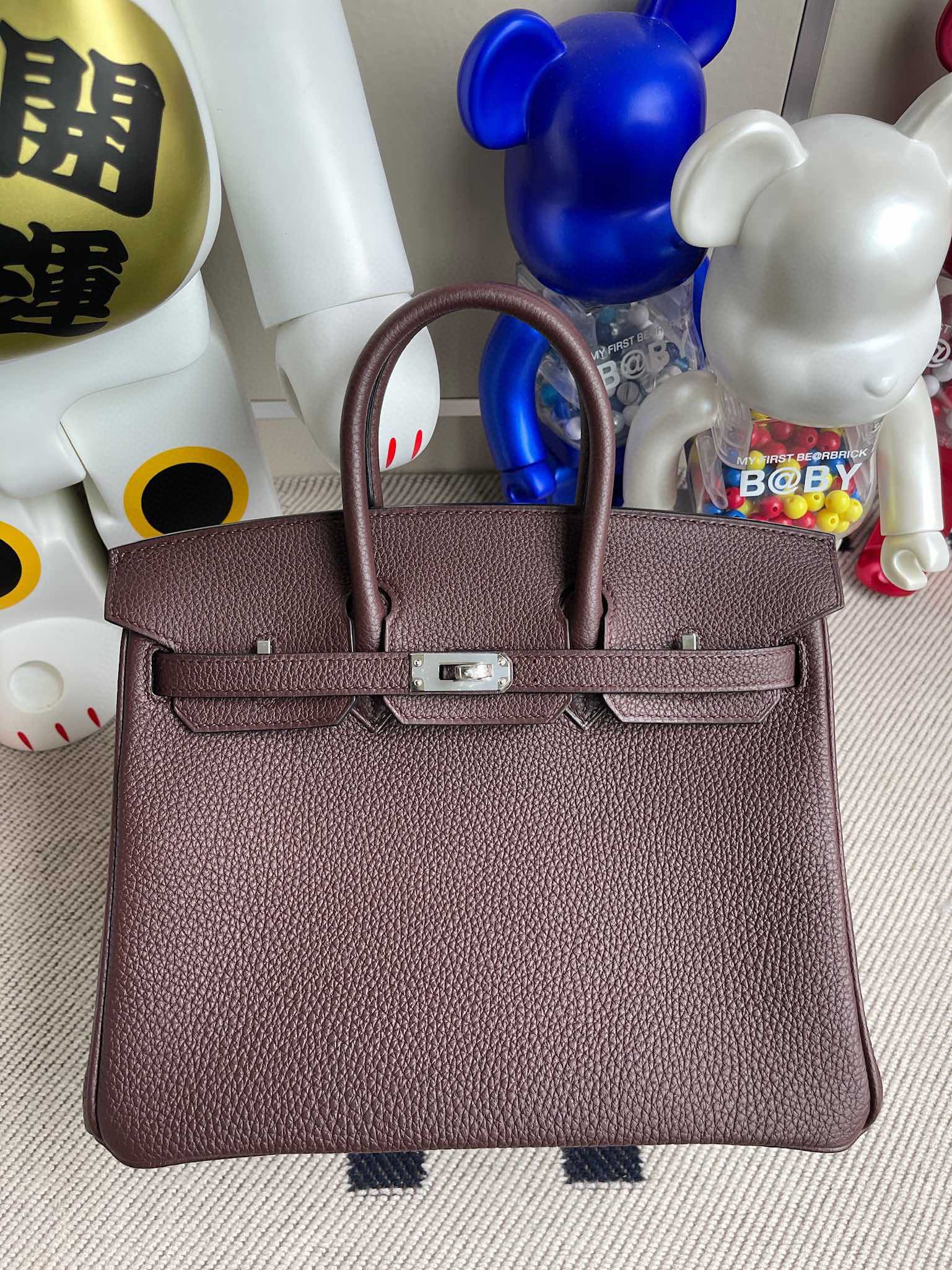 Uncle Bench Factory Hermes Birkin 25CM Togo Leather 0G Rouge Sellier PHW Handmade
