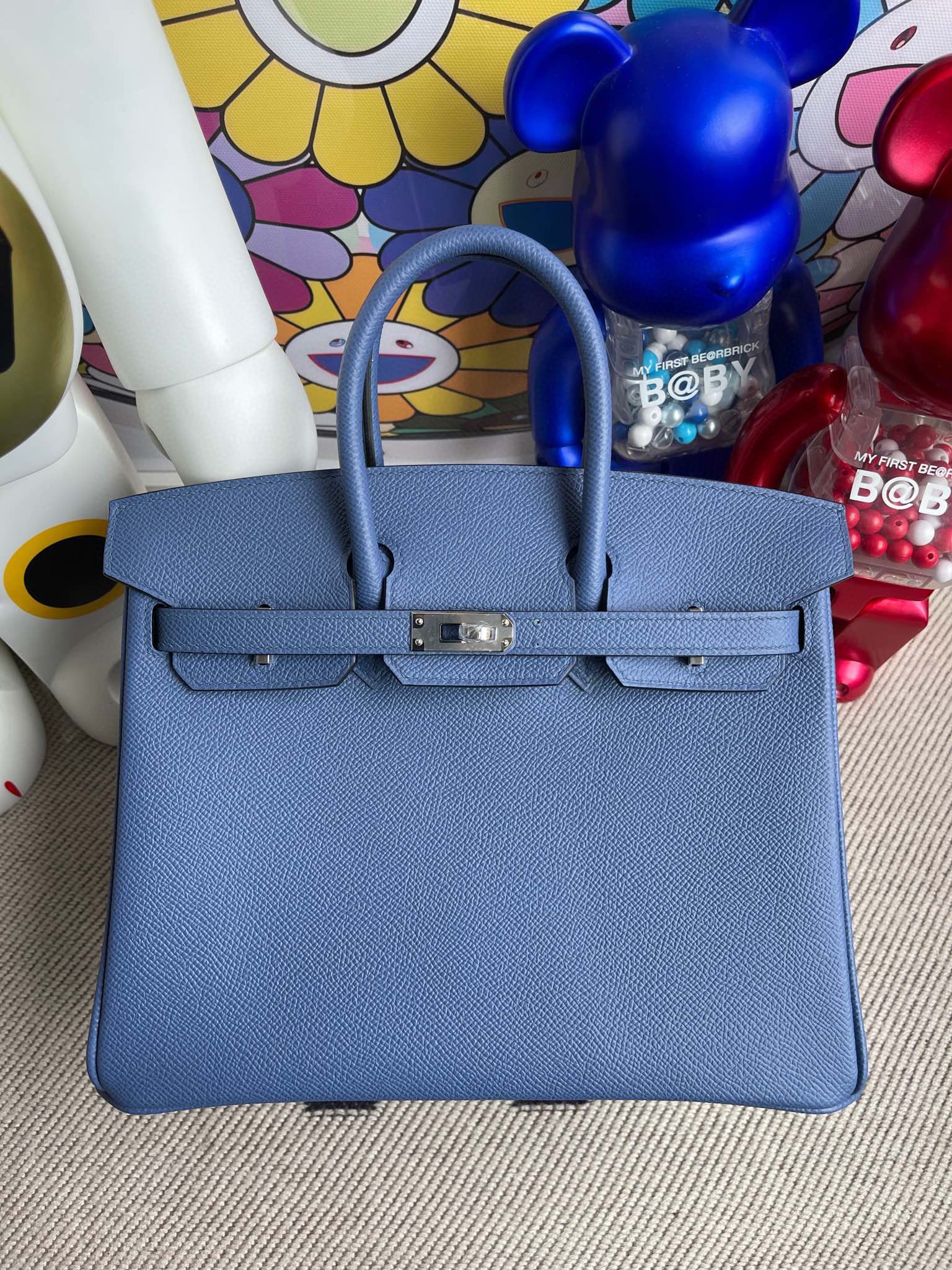 Hermes Birkin 25CM Epsom 7E Blue Brighton PHW Handmade