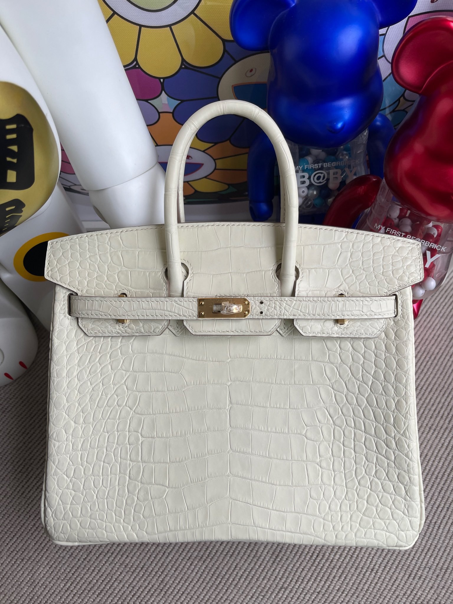 Hermès Birkin Alligator matt 8L Craie beton 25cm