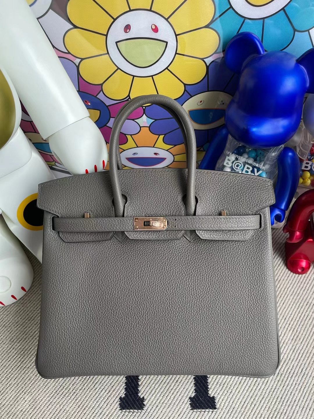 Hermès Birkin Togo 8F Etain rose gold hardware 25cm