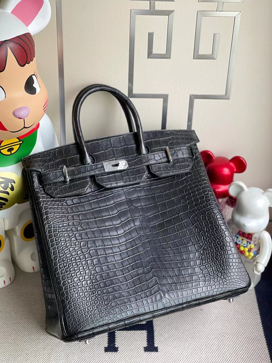 Hermès Hac matte porosus crocodile ck89 Black 40cm