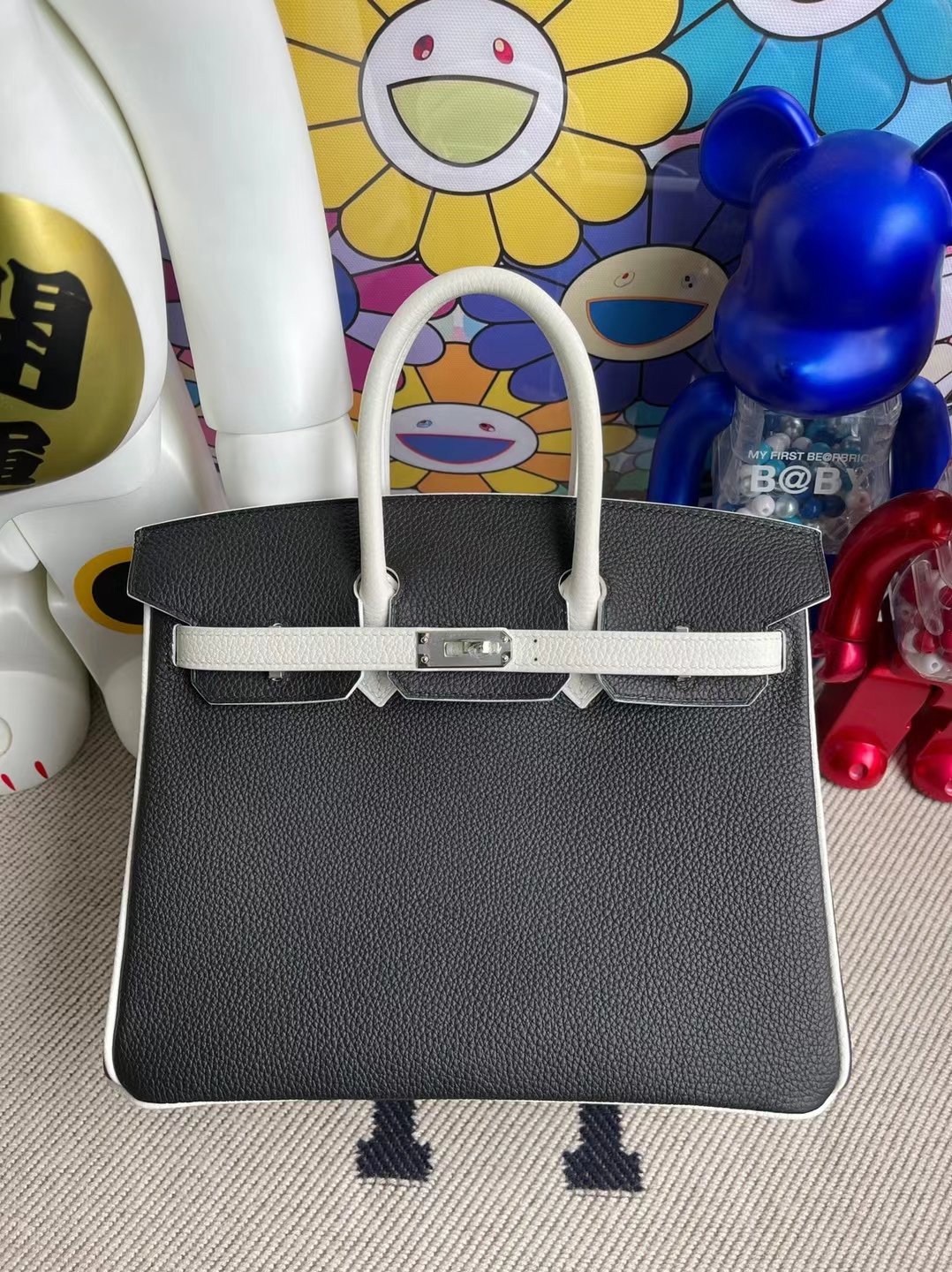 Hermès Birkin Sellier Epsom Ck10 Craie & Ck89 Black 25cm