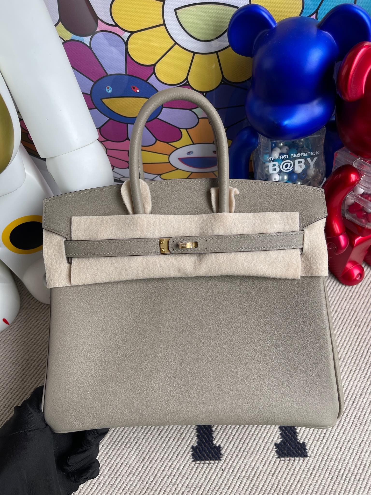 Uncle Bench Hermes Birkin Swift M8 Gris ashpite Gold buckle 25cm