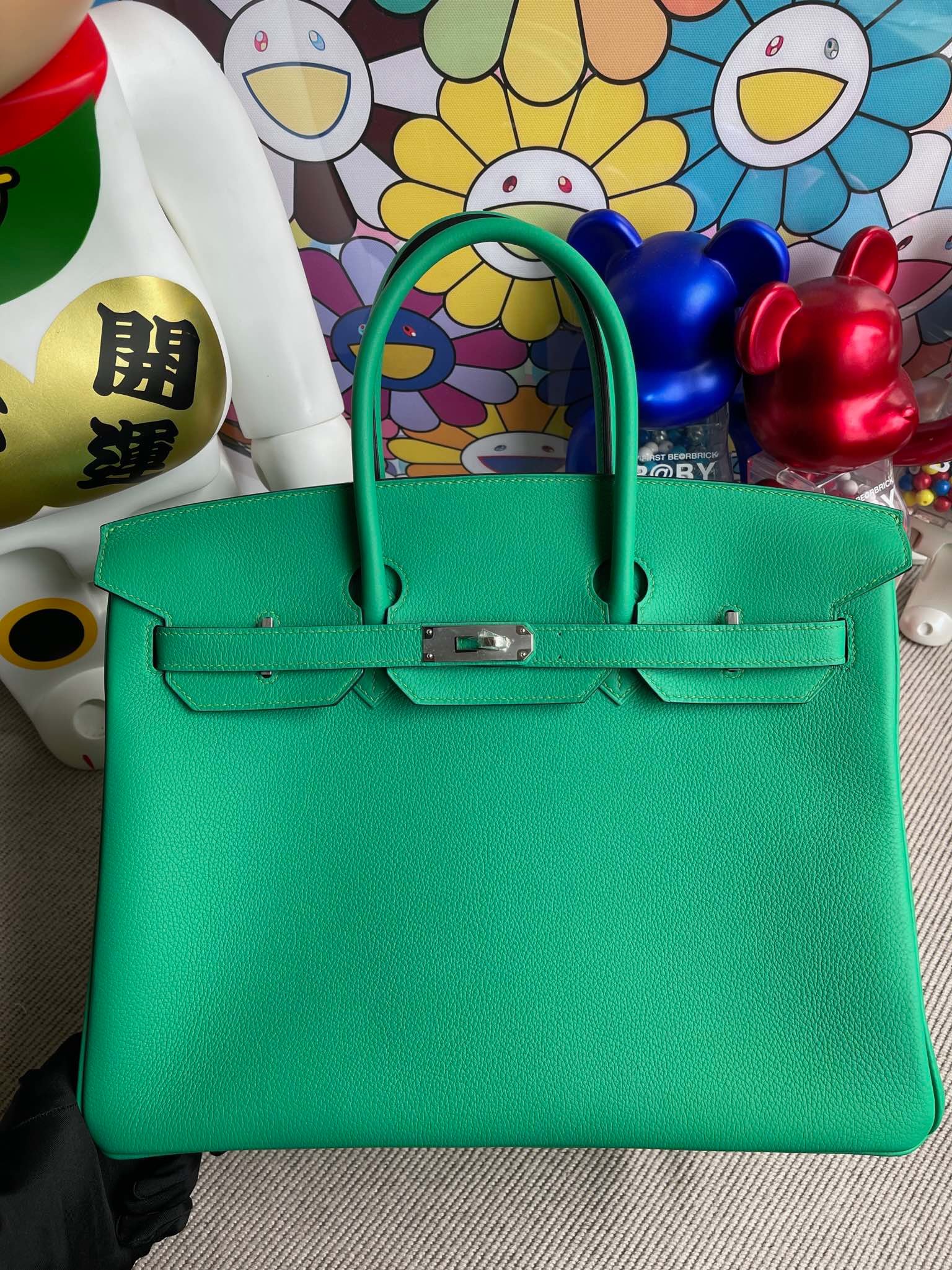 Uncle Bench Hermes Birkin TN U4 Velvet green & Sky blue Silver buckle 25cm