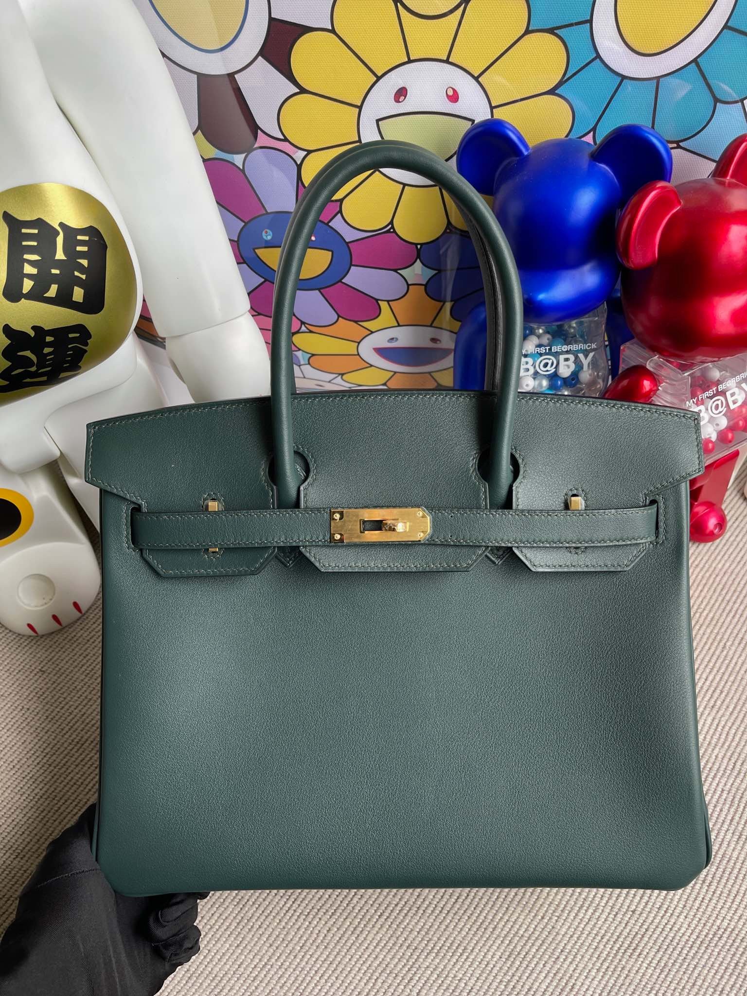 Uncle Bench Hermes Birkin Swift 6O Cypress green gold buckle 30cm