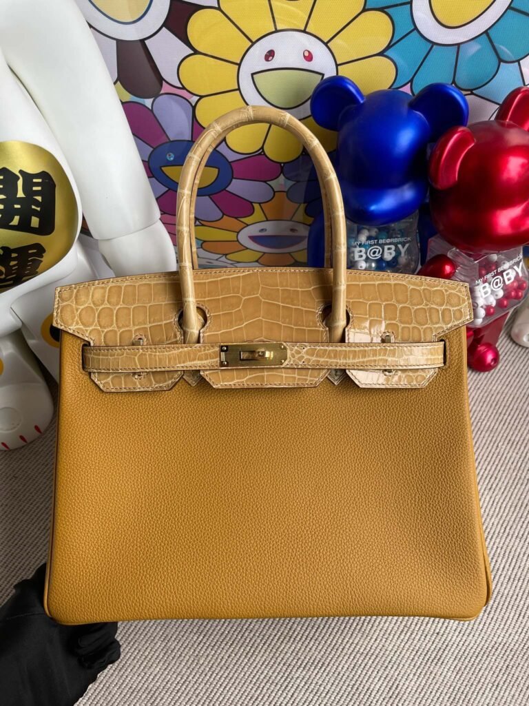 Uncle Bench Hermes Touch Birkin Sesame color crocodile shiny gold buckle 30cm