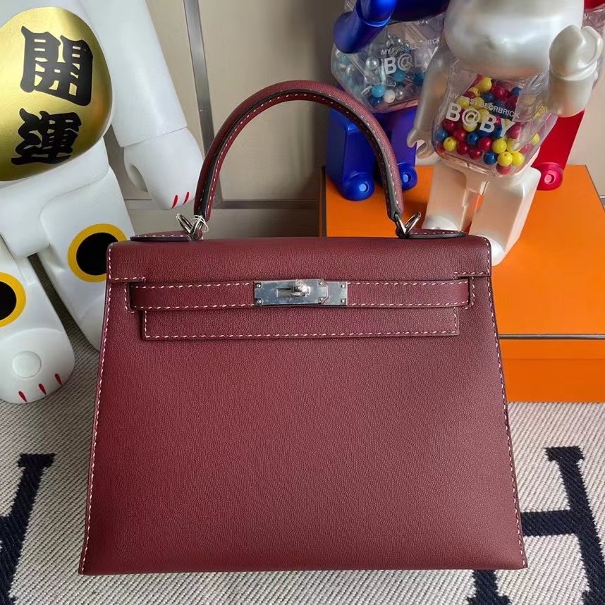 Uncle Bench Hermes Kelly GM leather ck55 Hermes red Silver buckle 28cm