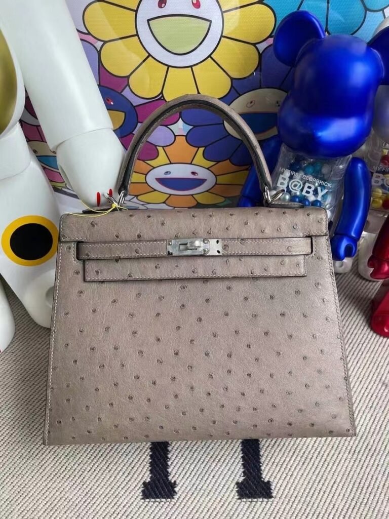 Uncle Bench Hermes Kelly kk Ostrich M8 gris ashpite Silver buckle 25cm