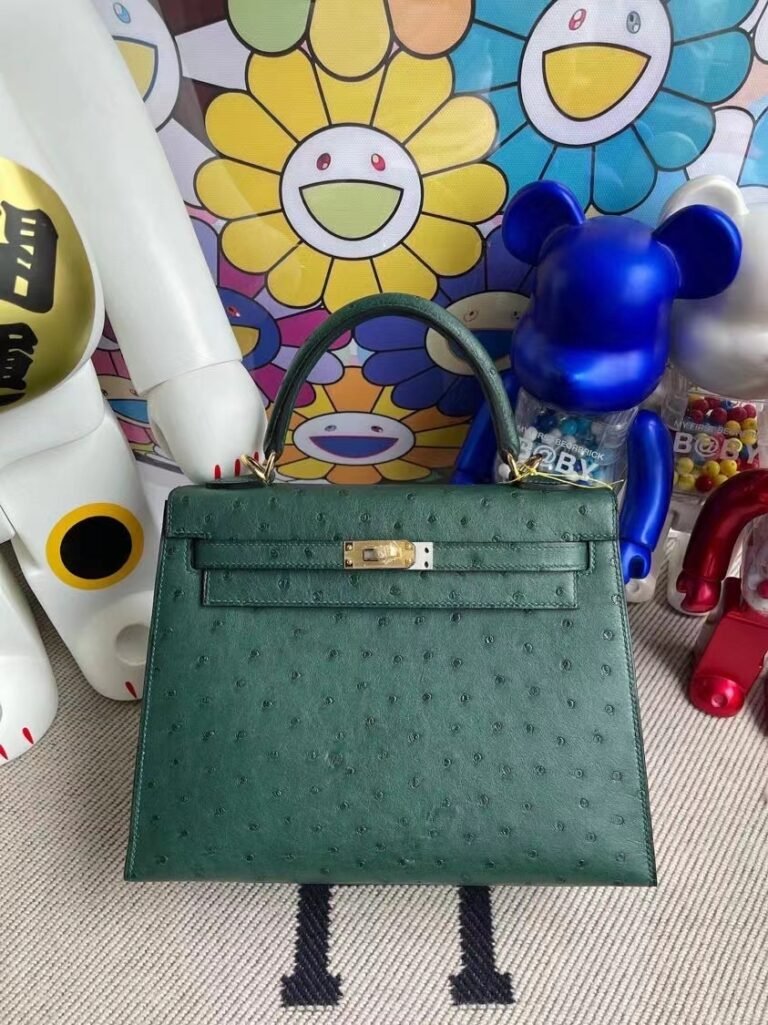 Uncle Bench Hermes Kelly kk Ostrich Z6 malachite green gold buckle 25cm