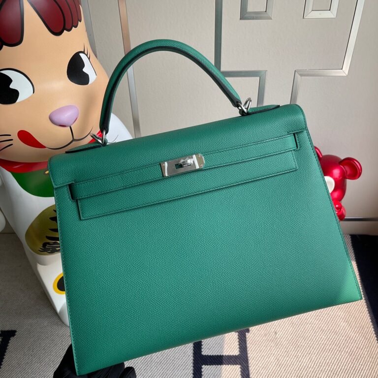 Uncle Bench Hermes Kelly Togo U4 Velvet green Silver buckle 32cm