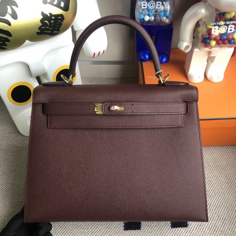 Uncle Bench Hermes Kelly Epsom ck57 Bordeaux red gold buckle 28cm