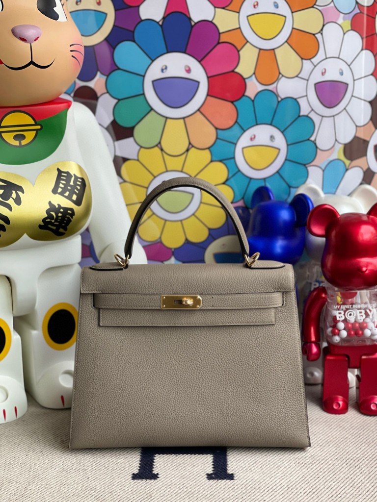 Uncle Bench Hermes Kelly togo M8 asphalt grey gold buckle 28cm