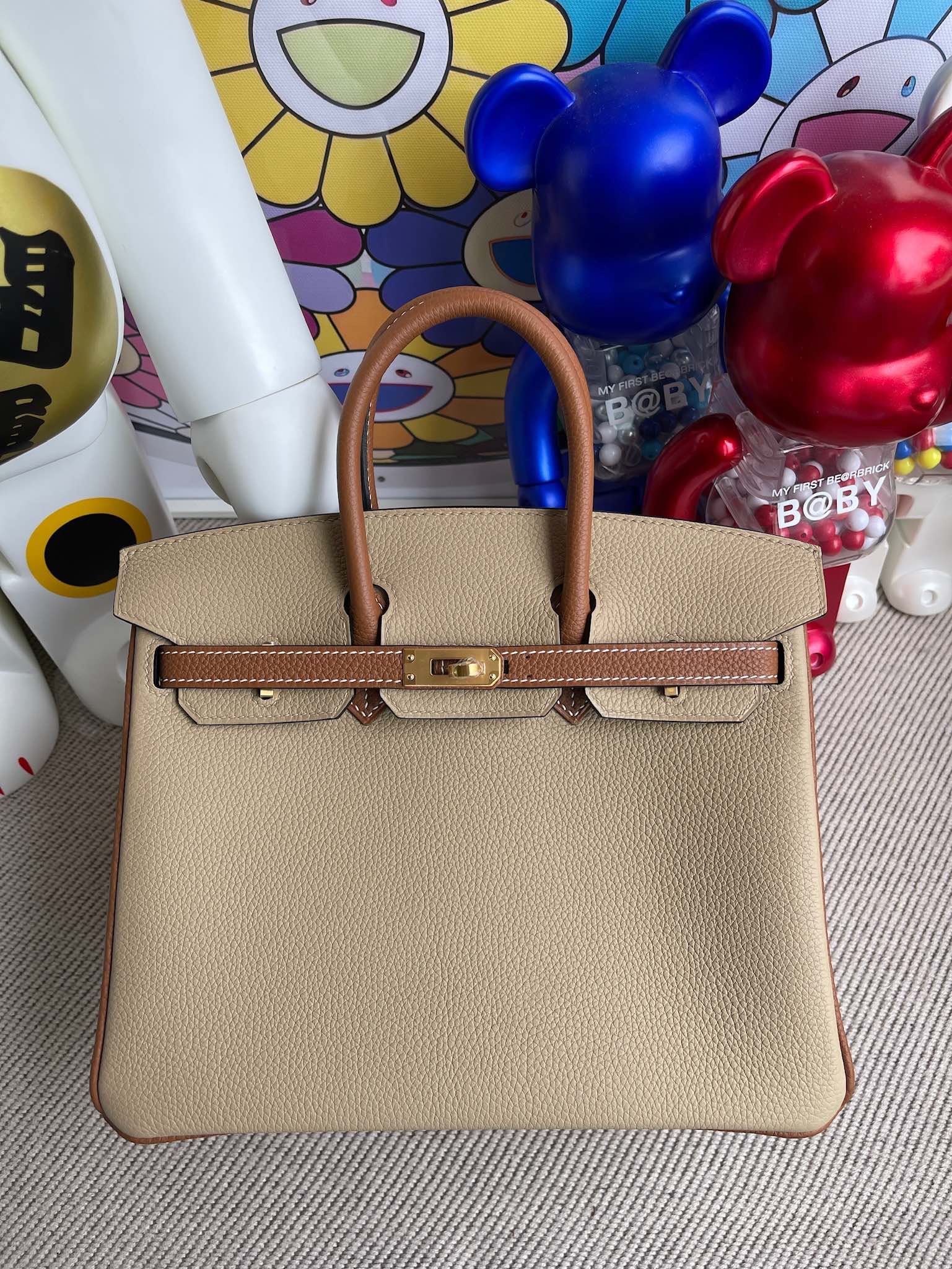 Uncle Bench Hermes Birkin 25cm togo S2 khaki & Golden brown Gold Hardware Full Handmade