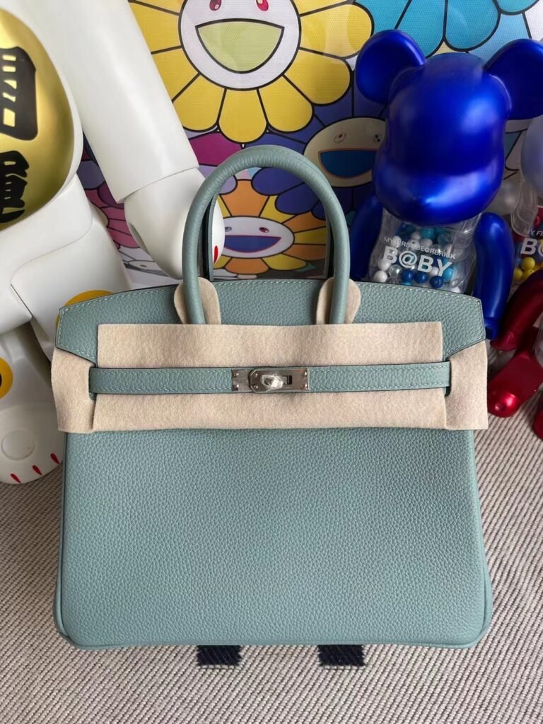 Uncle Bench Hermes Birkin 25cm togo light cyan Silver Hardware Full Handmade