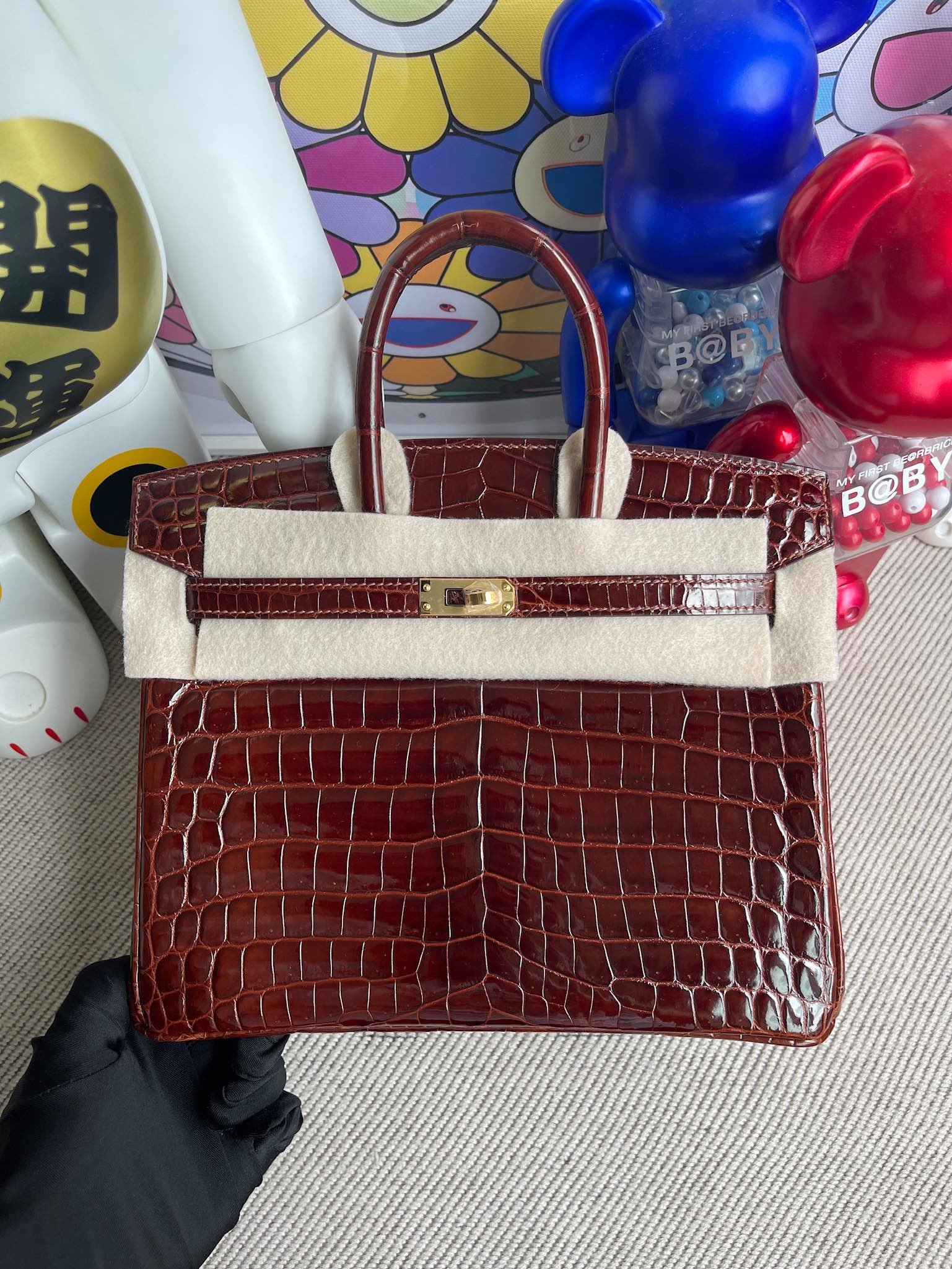 Uncle Bench Hermes Birkin 25cm Crocodile shiny ck31 Miel Gold Hardware Full Handmade