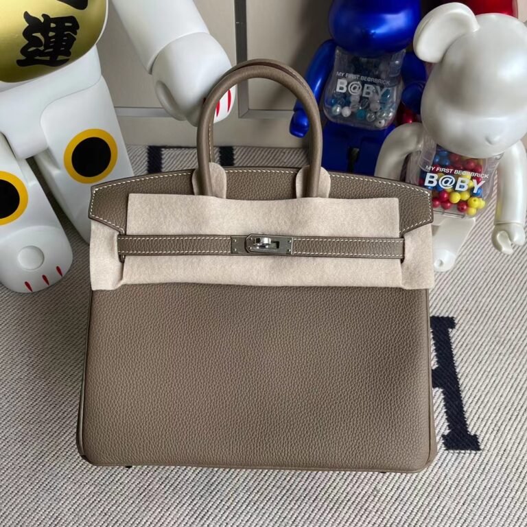 Uncle Bench Hermes Birkin 25cm togo ck18 Etoupe Silver Hardware Full Handmade
