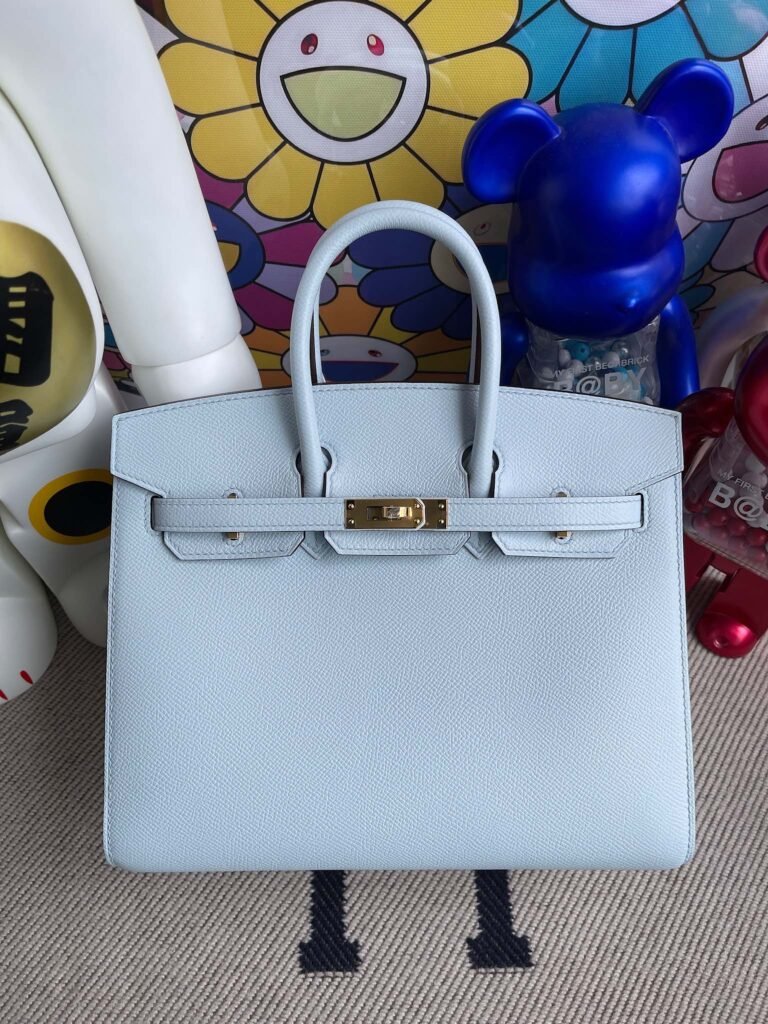 Uncle Bench Hermes Birkin 25cm Epsom T0 Blue mist Gold Hardware Full Handmade