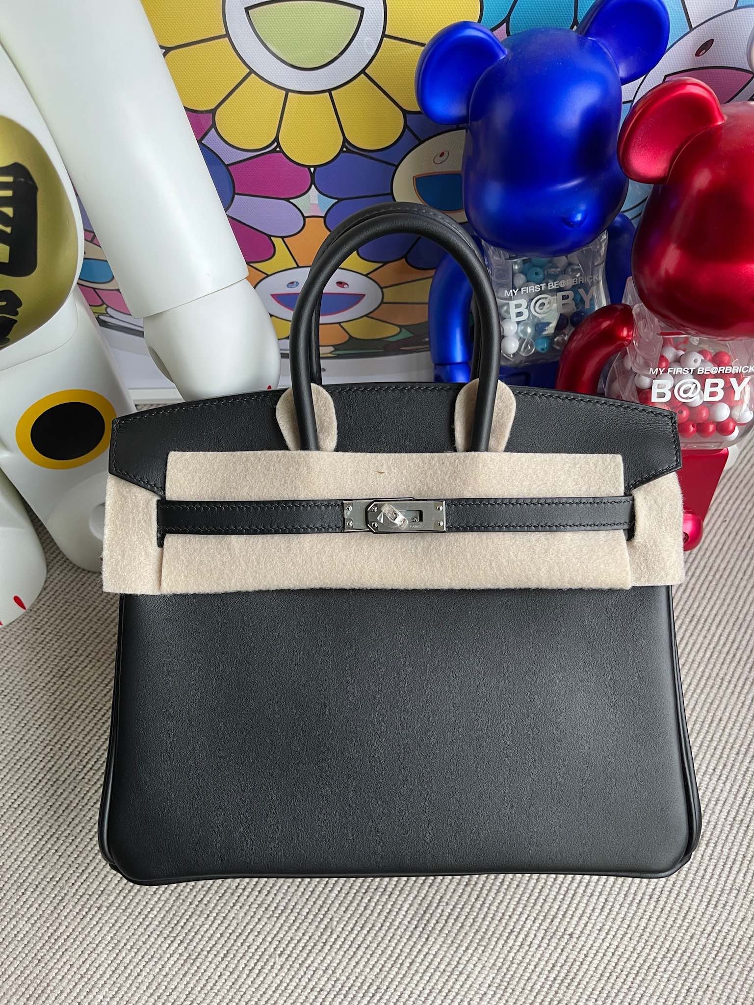 Uncle Bench Hermes Birkin 25cm new Jonathan Black Silver Hardware Full Handmade