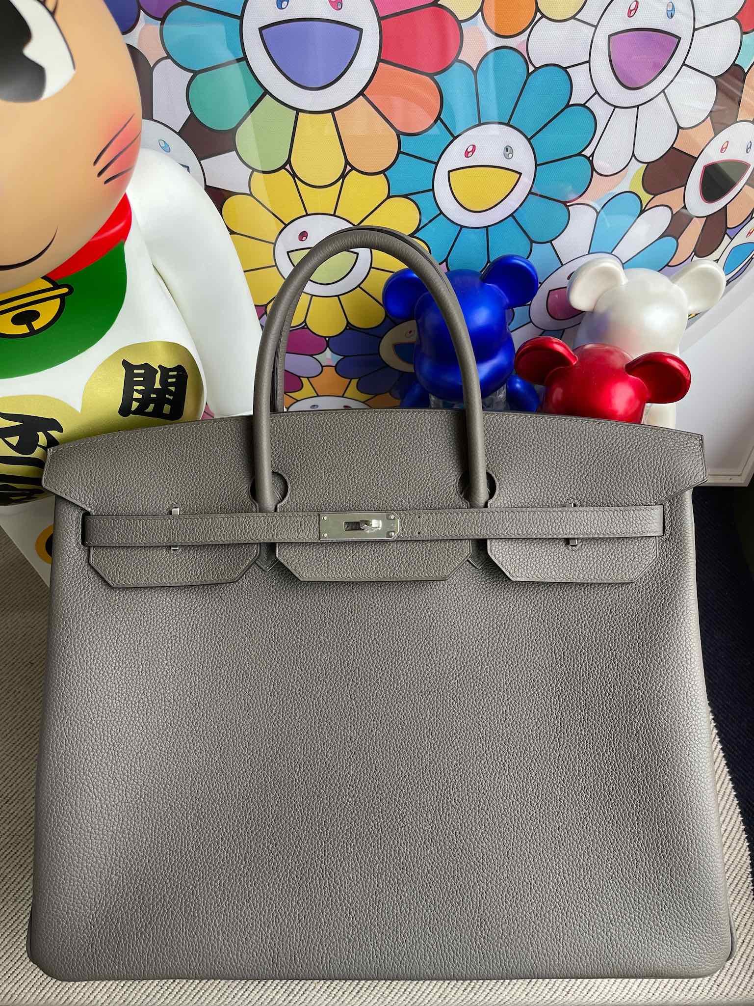 Uncle Bench Hermes Birkin 40cm Togo 8F Etain Silver Hardware Full Handmade