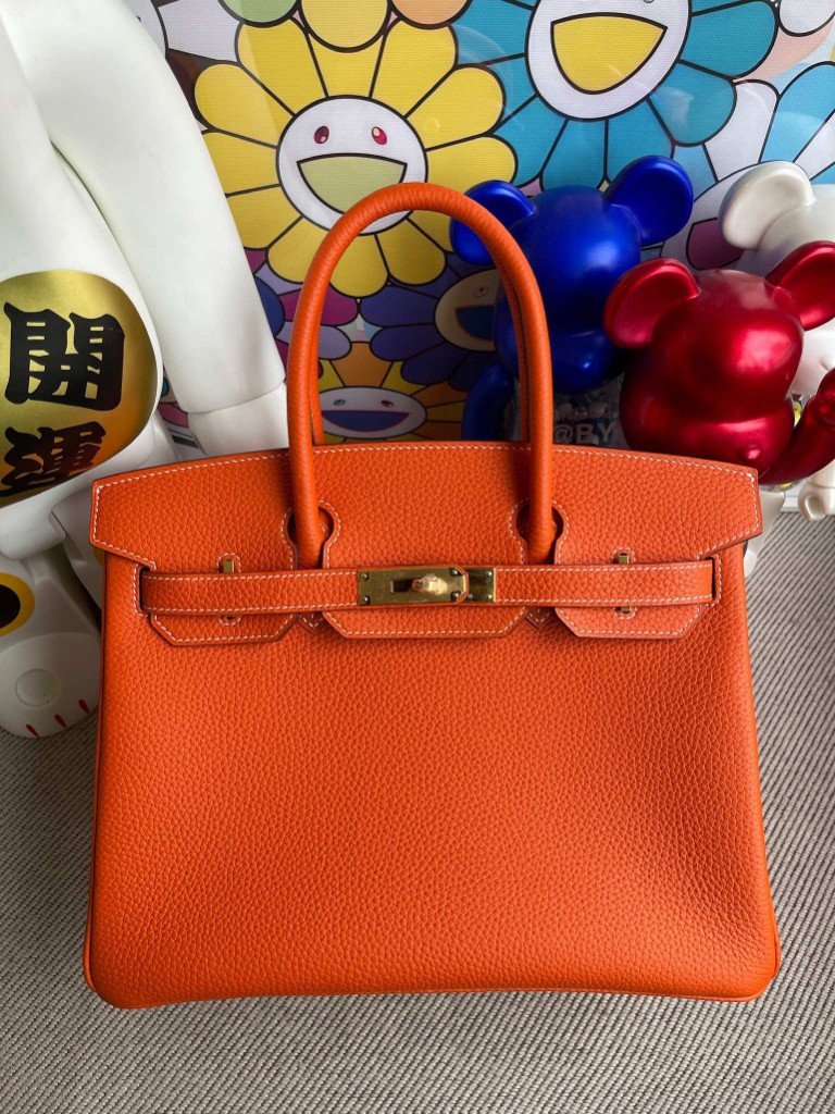 Uncle Bench Hermes Birkin 30cm Togo 9J bright orange Gold Hardware Full Handmade