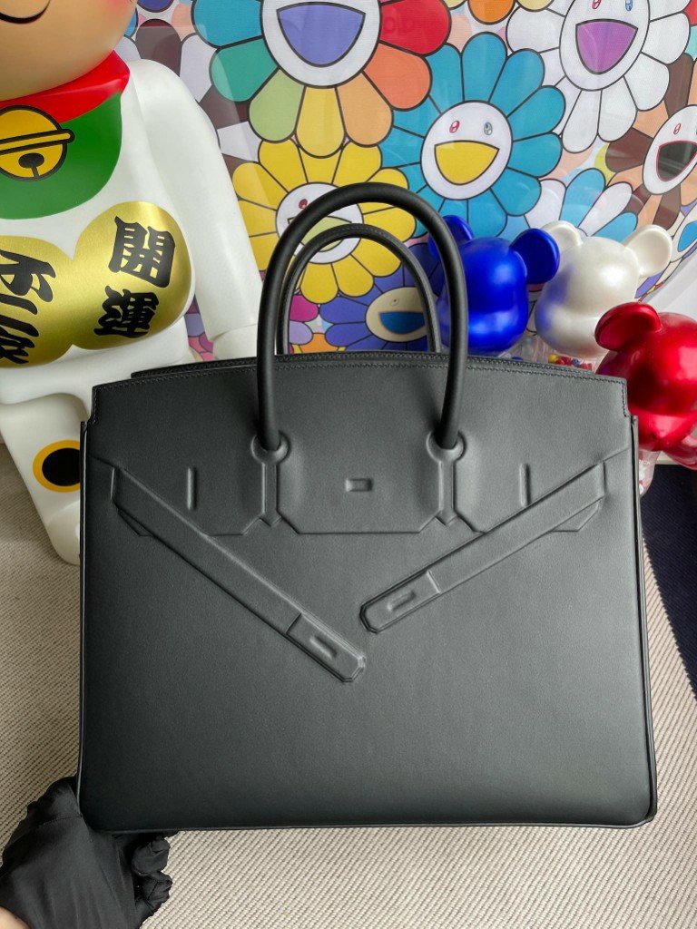 Uncle Bench Hermes Birkin Shadow 35cm Noir black Silver Hardware Full Handmade