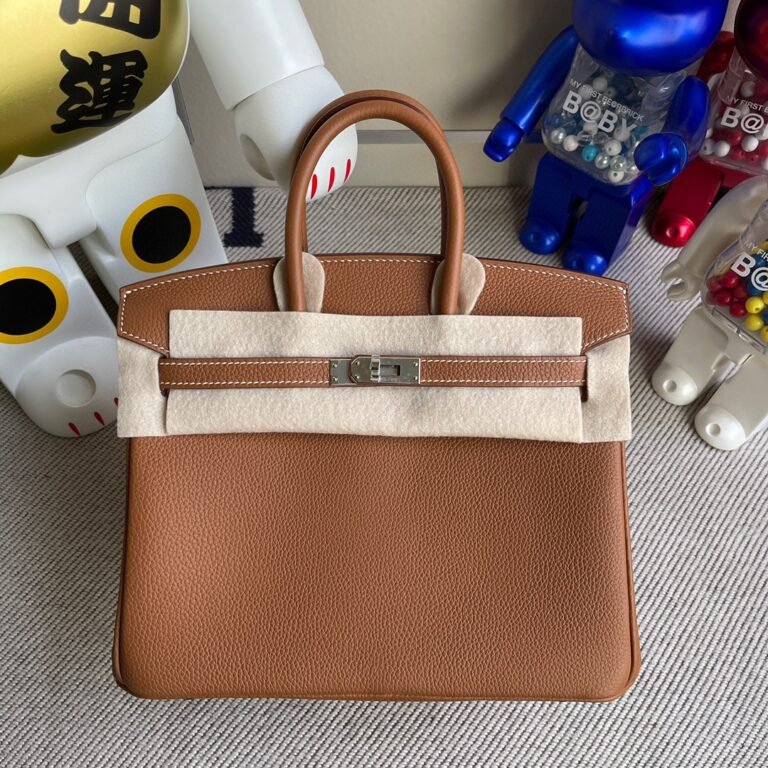 Uncle Bench Hermes Birkin 25cm togo ck37 Golden brown Silver Hardware Full Handmade