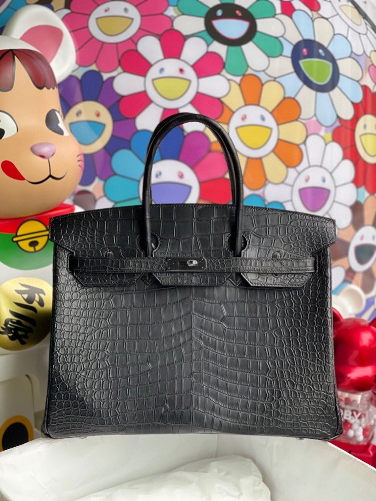 Uncle Bench Hermes Birkin 35cm Porosus matt ck89 Noir so black Gold Hardware Full Handmade