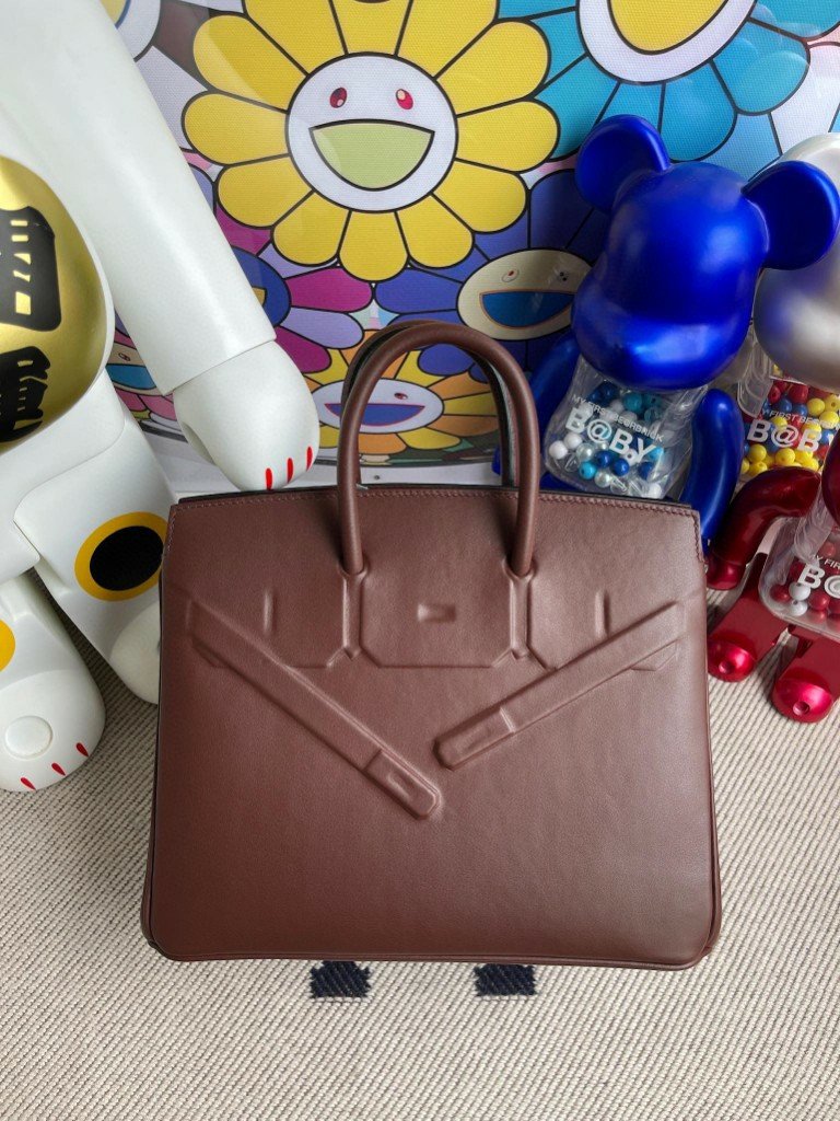 Uncle Bench Hermes Birkin Shadow 25cm Barenia brown Full Handmade