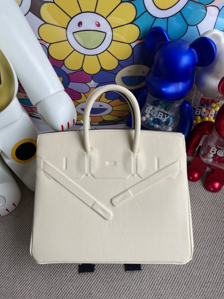 Uncle Bench Hermes Birkin Shadow 25cm 8L Craie Full Handmade