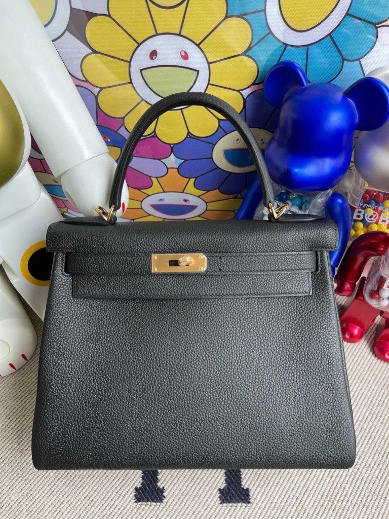 Uncle Bench Hermes Kelly 28cm Togo ck89 Noir Gold Hardware Full Handmade
