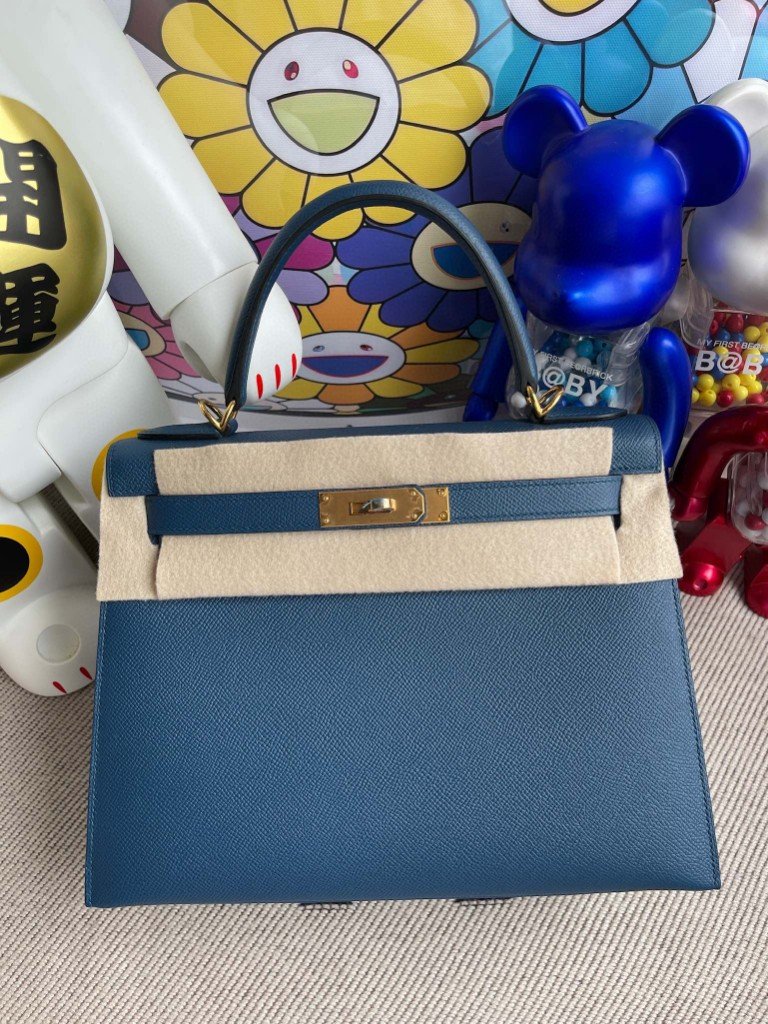 Uncle Bench Hermes Kelly 28cm Epsom S4 deep blue Gold Hardware Full Handmade