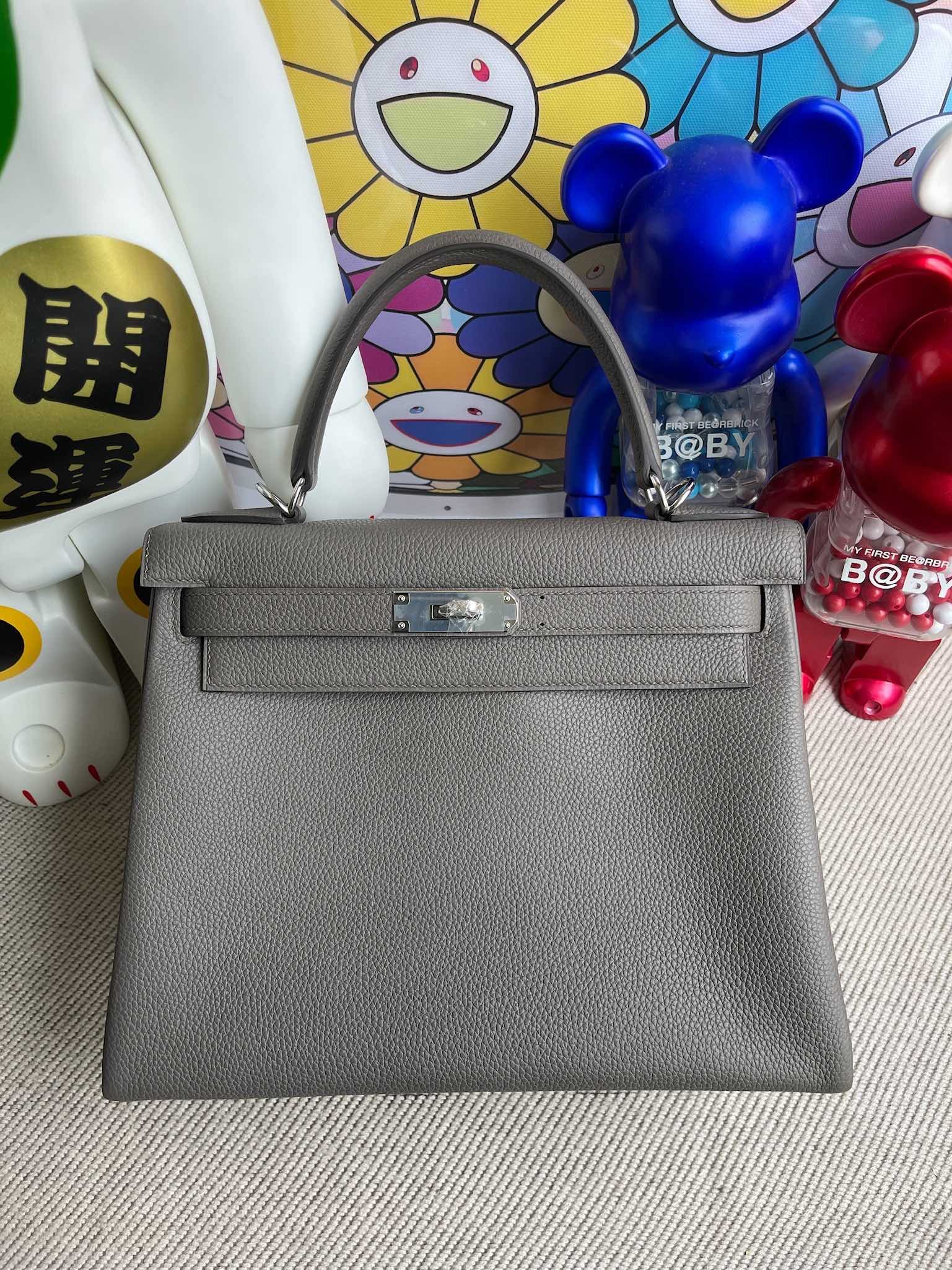 Uncle Bench Hermes Kelly 28cm togo 8F etain Silver Hardware Full Handmade