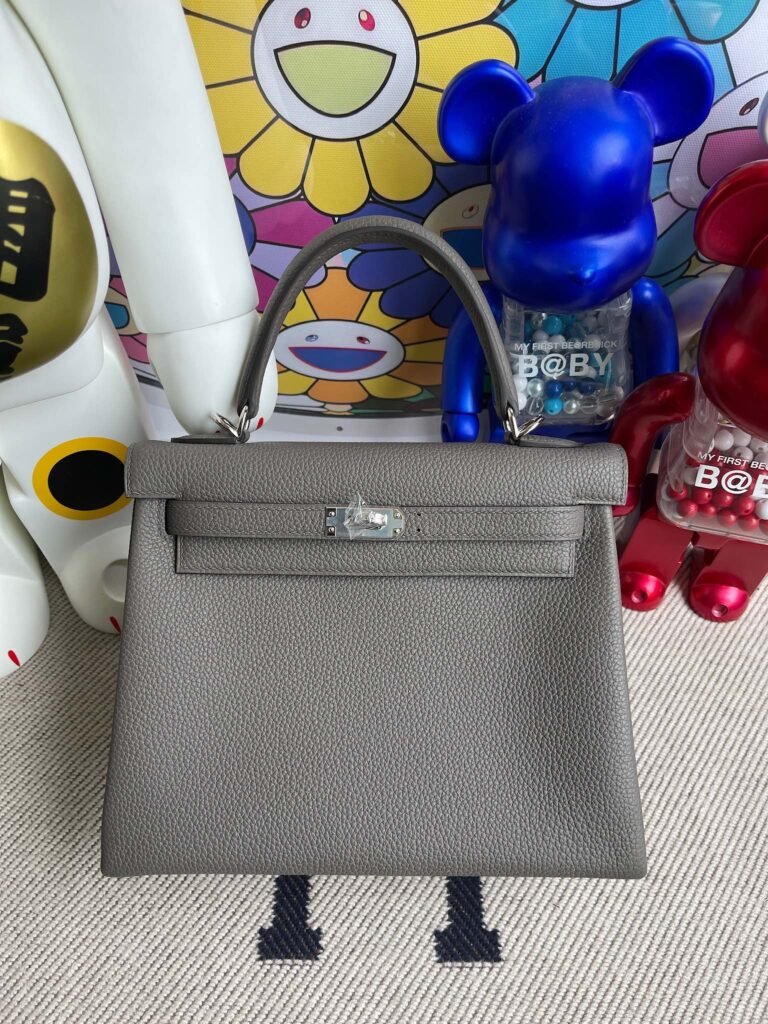 Uncle Bench Hermes Kelly 25cm togo 8F Etain Silver Hardware Full Handmade