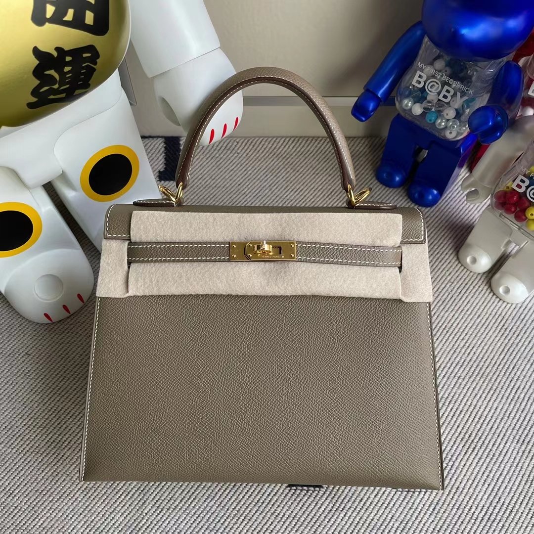 Uncle Bench Hermes Kelly 25cm Epsom ck18 Etoupe Gold Hardware Full Handmade