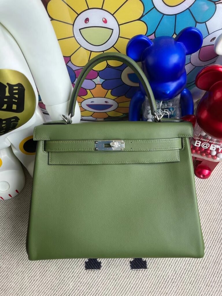 Uncle Bench Hermes Kelly 28cm Swift V6 Jungle green Silver Hardware Full Handmade