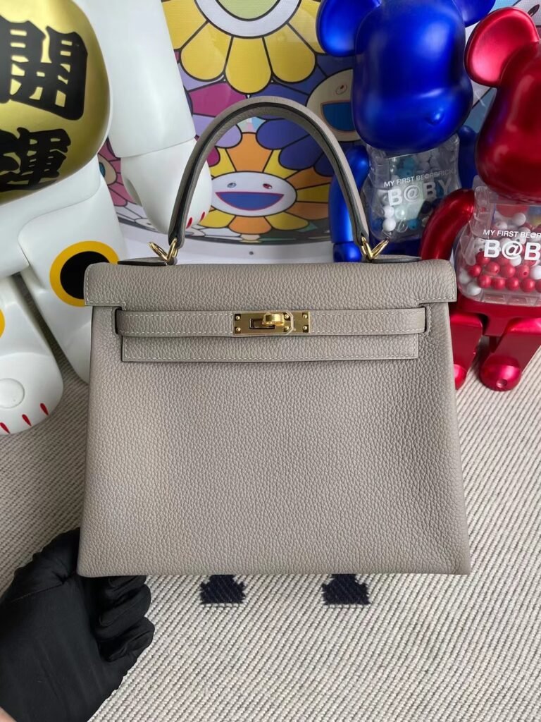 Uncle Bench Hermes Kelly 25cm Togo M8 Griss Asphalte Gold Hardware Full Handmade