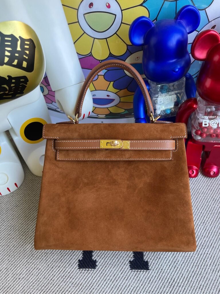 Uncle Bench Hermes Kelly 25cm chamois & swift Golden brown Gold Hardware Full Handmade