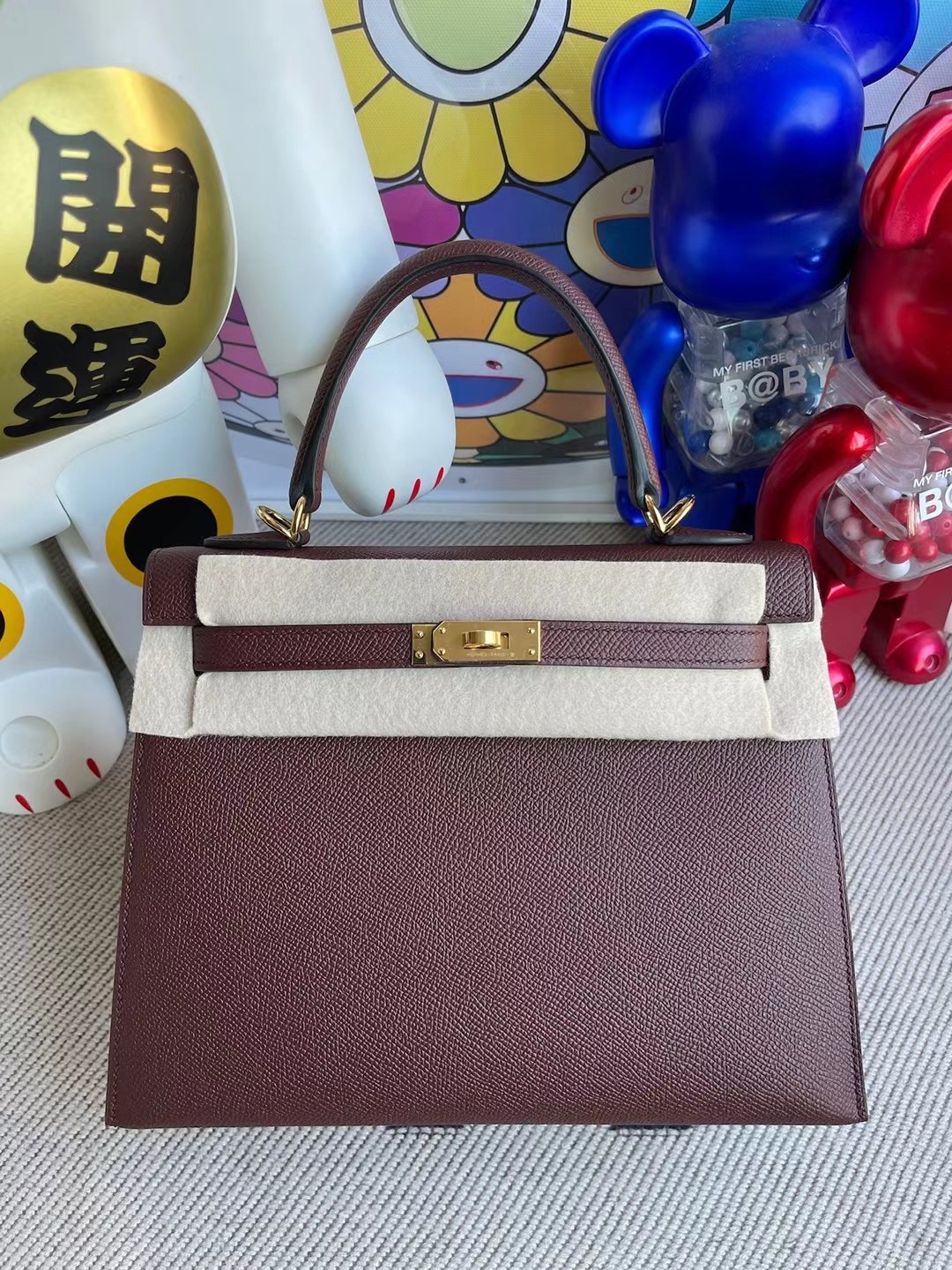 Uncle Bench Hermes Kelly 25cm Epsom Ck57 Bordeaux red Gold Hardware Full Handmade