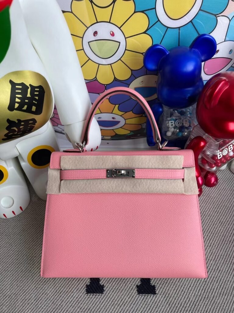 Uncle Bench Hermes Kelly 25cm Epsom 1Q Creamy pink Silver Hardware Full Handmade