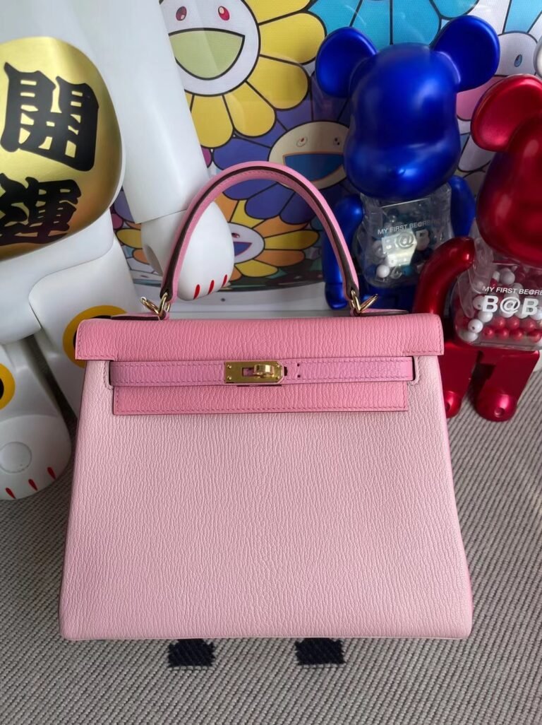 Uncle Bench Hermes Kelly 25cm Chevre 3Q pink & 5P sakura & 1Q creamy pink Gold Hardware Full Handmade