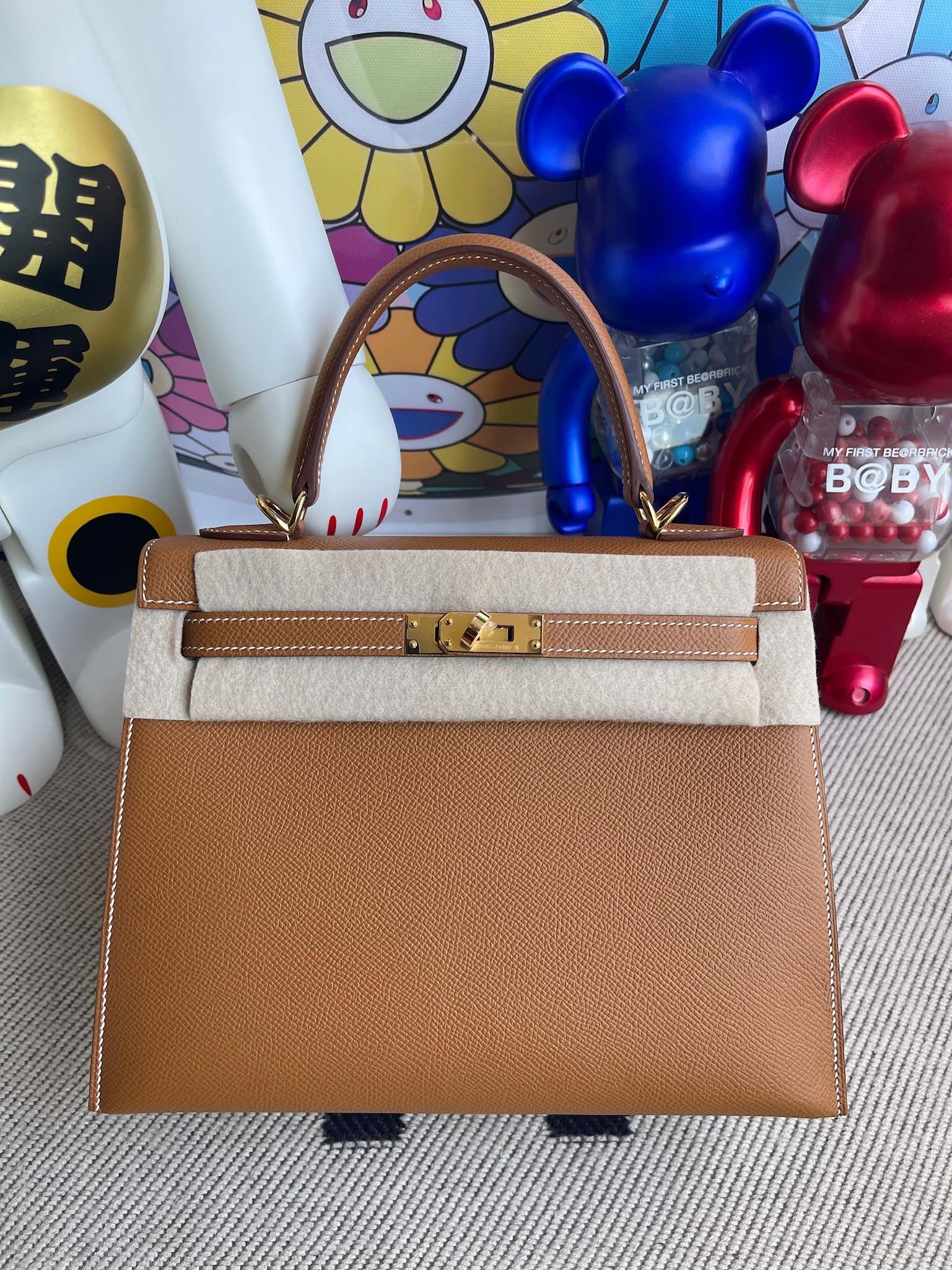 Uncle Bench Hermes Kelly 25cm Epsom ck37 Golden brown Gold Hardware Full Handmade