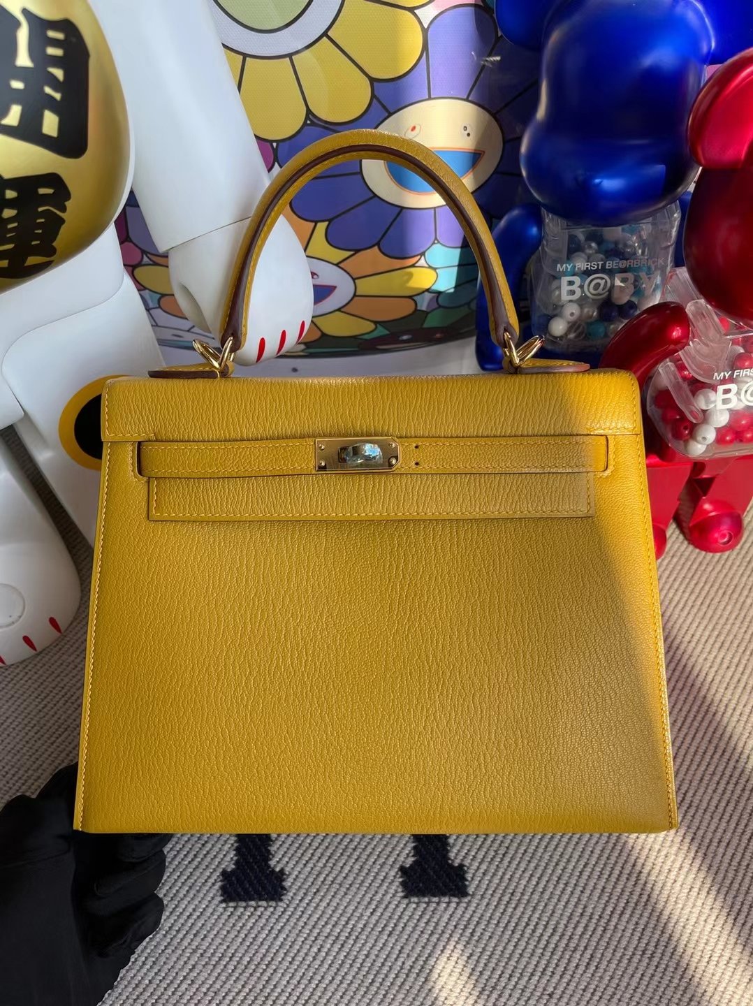 Uncle Bench Hermes Kelly 25cm Chevre 9D Amber yellow Gold Hardware Full Handmade
