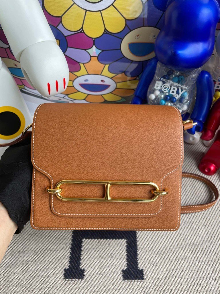 Uncle Bench Hermes Roulis 18cm Evecolor ck37 Golden brown Gold Hardware Full Handmade