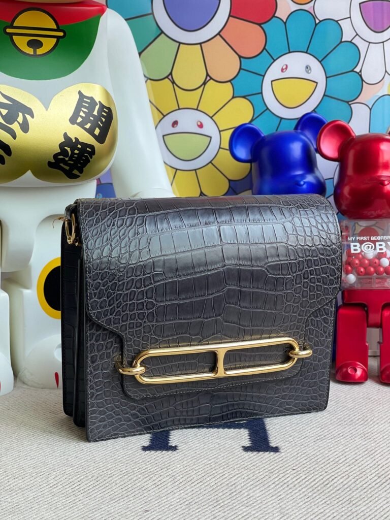 Uncle Bench Hermes Roulis 24cm alligator matt ck88 graphite Gold Hardware Full Handmade