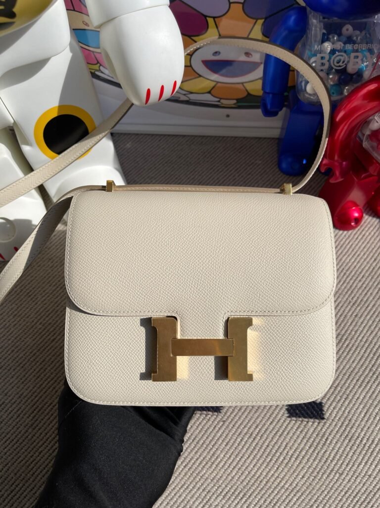 Uncle Bench Hermes Constance Epsom ck10 Craie & Vert Bosphore Gold Hardware 18cm Full Handmade